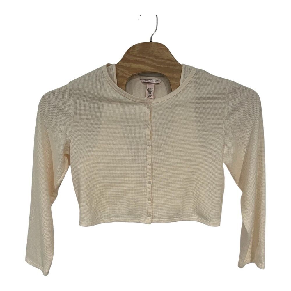 Victoria's Secret Button Up Crop Cardigan With Bralette InSet Size XL/XG/EG Pink